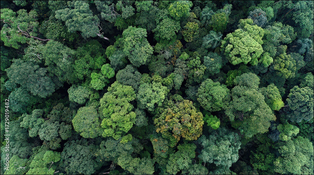 Naklejka premium Dense Forest Canopy Aerial View