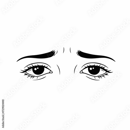 Expressive eyes conveying worry and concern with furrowed brow