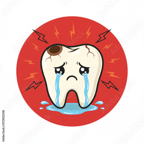 A Halloween Treat Crying Tooth with Cavity Illustration - A Dental Nightmare