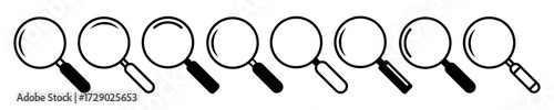 Magnifying glass or loupe sign set, magnifying sign, glass, magnifier search – stock vector