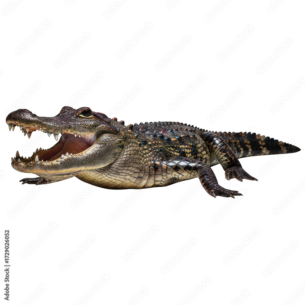 Fototapeta premium Crocodile in profile view, mouth open