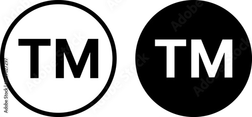 trademark or TM mark icon set. trade mark symbol. TM sign