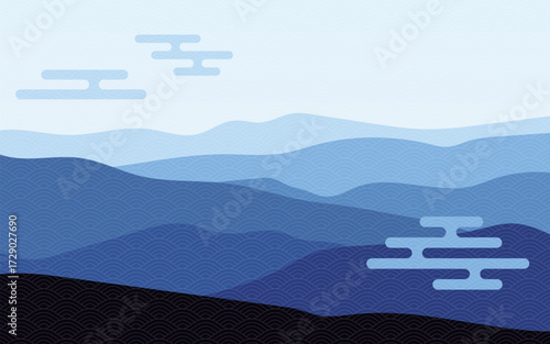 和柄の入った山並みの風景