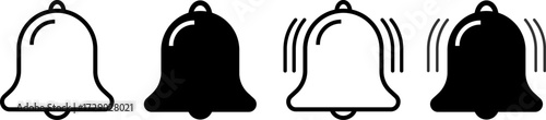 notification bells icon set. Bell icons collection. New message notification or alert symbol
