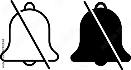 notification bells icon set. Notification Bell silent icons collection. New message notification or alert symbol. 