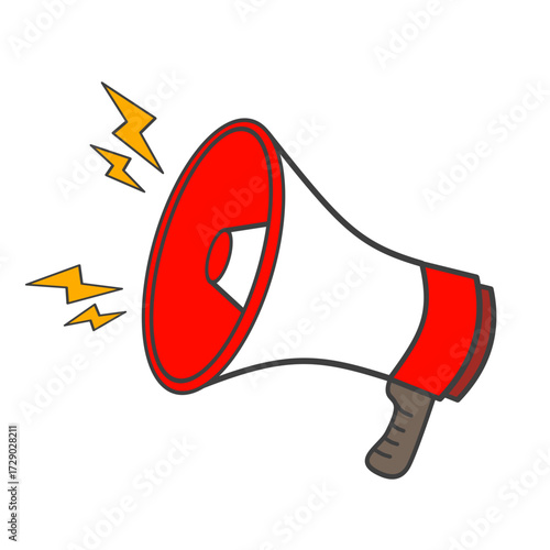Cartoon Megaphone with Sound Waves