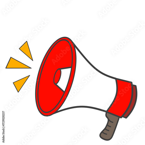 Cartoon Megaphone with Sound Waves