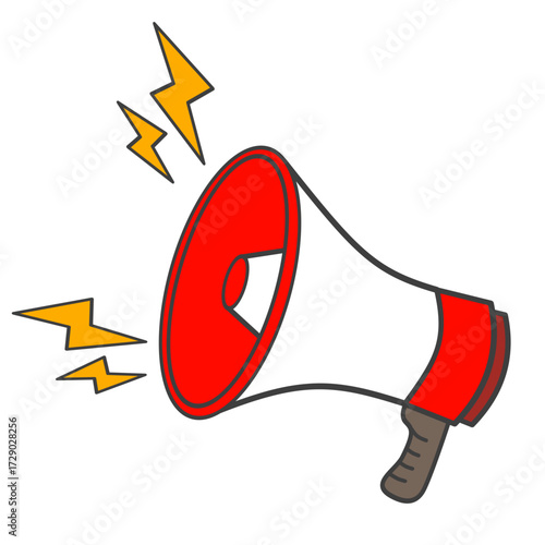 Cartoon Megaphone with Sound Waves
