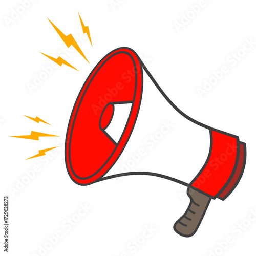 Cartoon Megaphone with Sound Waves