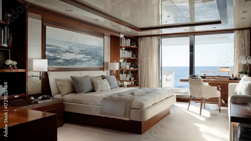 Luxury yacht bedroom interior