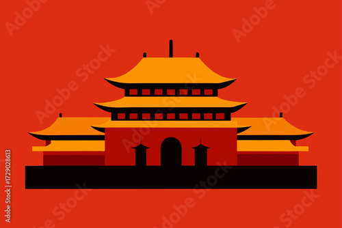 vector illustration of chinese temple