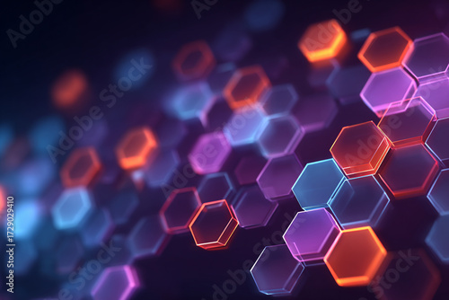 Glowing hexagons abstract background modern design vibrant colors