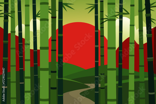 red bamboo forest