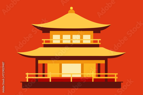 vector illustration of japanese temple