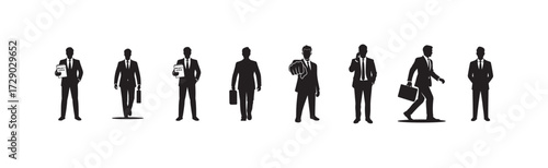 Professional businessman with suit, profile silhouette black filled Vector illustration EPS 10.