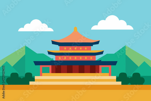 vector illustration of chinese temple