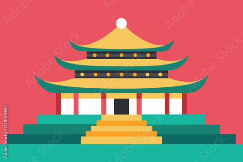 vector illustration of chinese temple