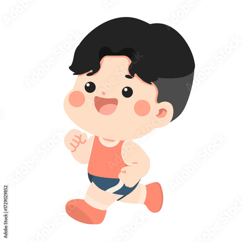 Kid Illustration of a Boy Running
