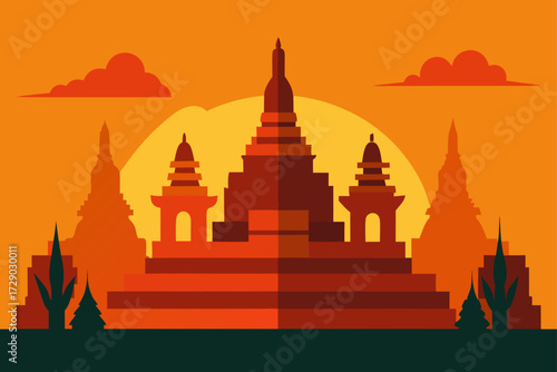 silhouette of temple