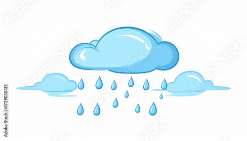 A vector drawing of a cloud with raindrops weather symbol flat clean style isolated on white background

