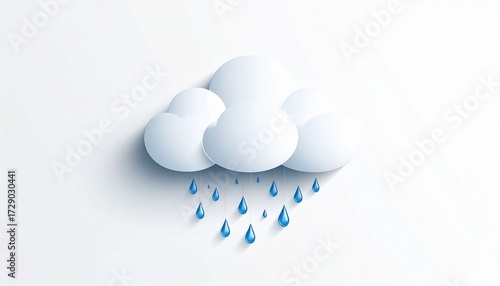 A vector drawing of a cloud with raindrops weather symbol flat clean style isolated on white background

