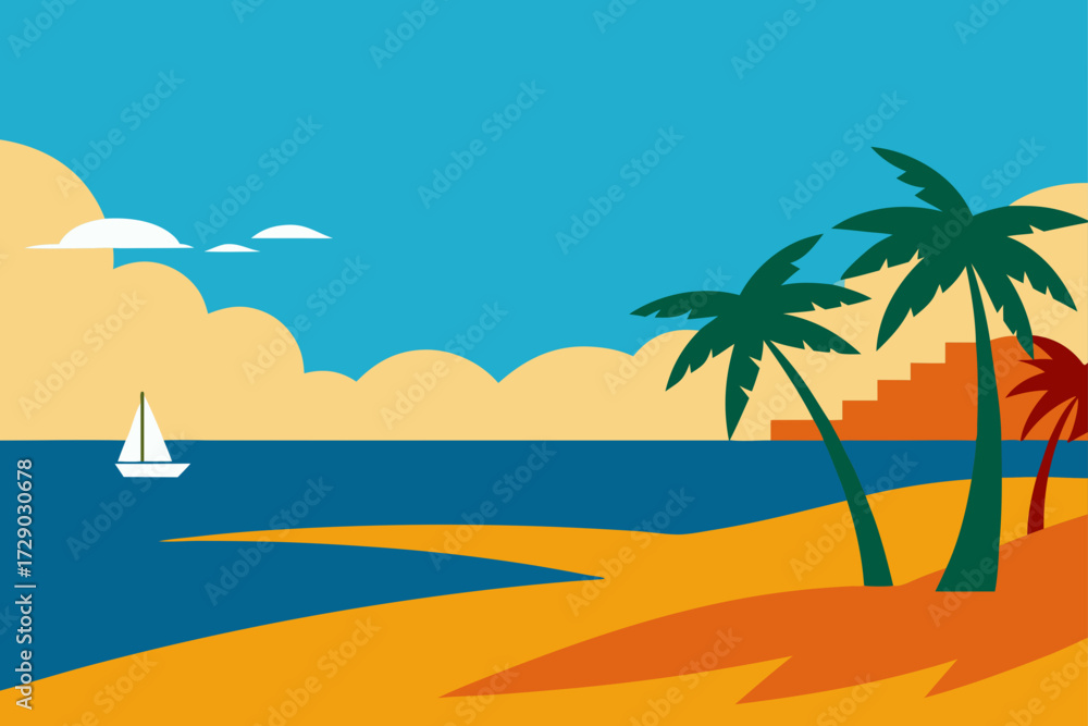 Obraz premium tropical beach vector illustration