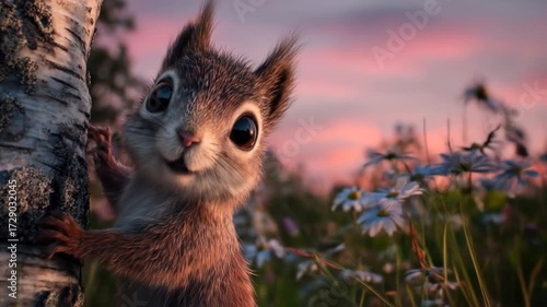 Squirrel sunset field