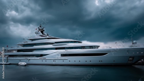 Luxury yacht in harbor