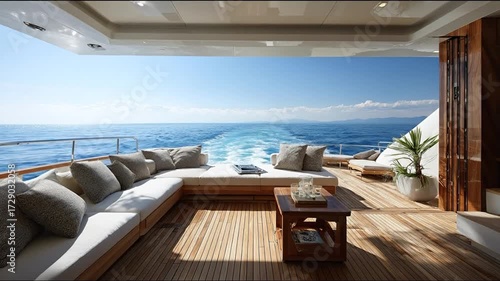 Luxury yacht deck seating area