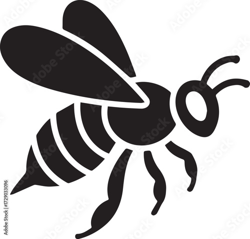 Vector art of silhouette of a bee flying with detailed wings