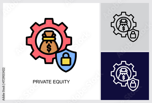 Private Equity icon Multi Style Vector Illustration 