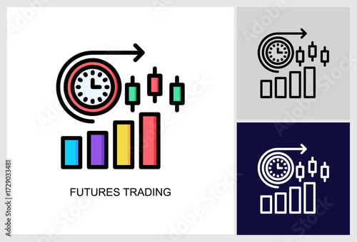 Futures Trading icon Multi Style Vector Illustration 