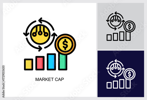 Market Cap icon Multi Style Vector Illustration 