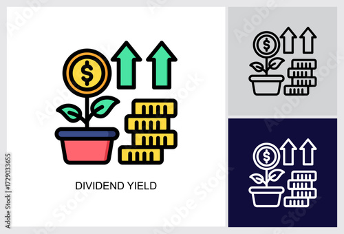 Dividend Yield icon Multi Style Vector Illustration 