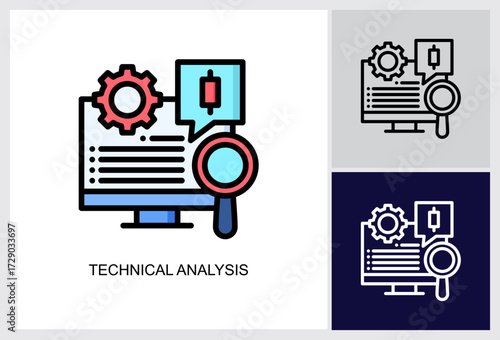 Technical Analysis icon Multi Style Vector Illustration 