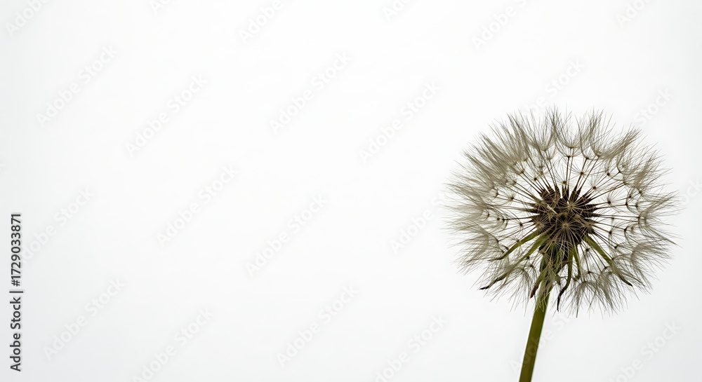 Naklejka premium Close up of a dandelion seed head isolated on white background