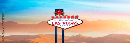 Welcome to Fabulous Las Vegas Sign w at Sunset