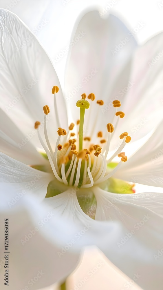 Obraz premium White Blossom Macro Flowers Abstract Vertical Mobile Phone Background Wallpaper
