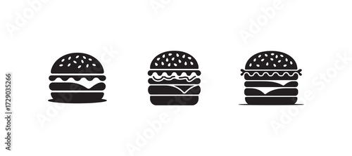 Classic Burger Delight, Simple and tasty burger icon with sesame bun, Hamburger symbol, Vector illustration eps 10.