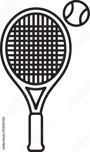 Vector art of tennis racket and ball, sport equipment for game
