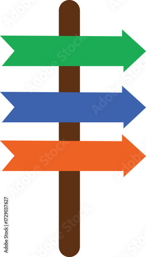Vector art of signpost with three directional arrows
