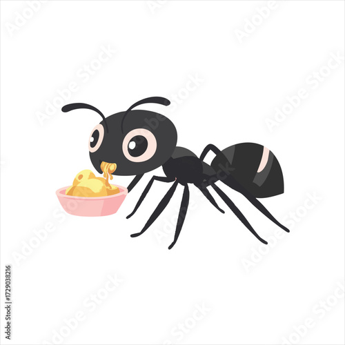 Cute ant eating honey
