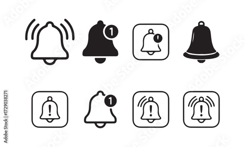 Notification Bell Icons Set, Alert and Reminder Symbols, Message Notification icon. Vector illustration eps 10
