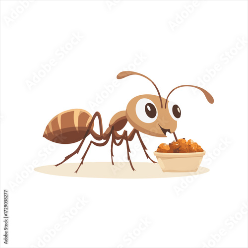 Cute ant enjoying a meal