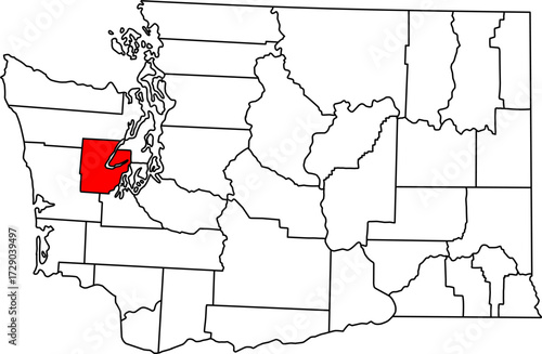 Detailed vector map of Washington, USA, highlighting Mason County on the scenic Hood Canal for regional planning.

