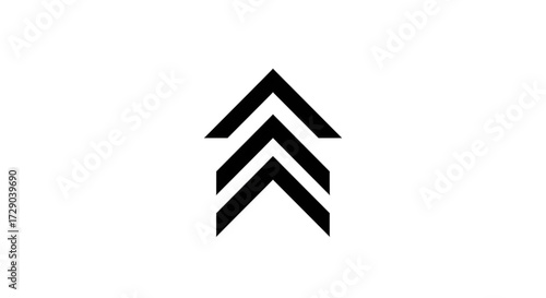 Black upward pointing chevron icons stacked on a white background.
