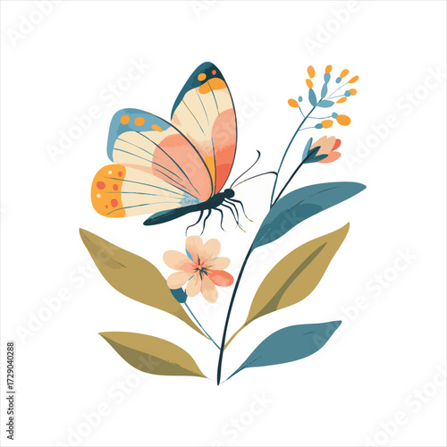 Delicate butterfly and flower design