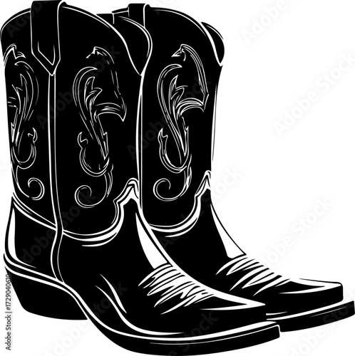 cowgirl boots silhouette vector illustration