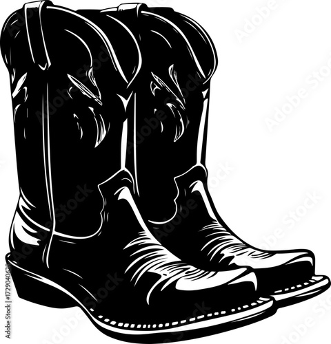cowgirl boots silhouette vector illustration