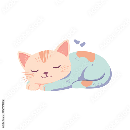 Cute sleeping kitten illustration